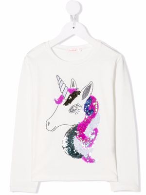 Billieblush sequin unicorn print T-shirt - White