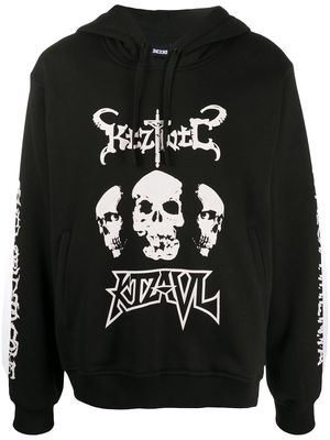 KTZ skull print hoodie - Black