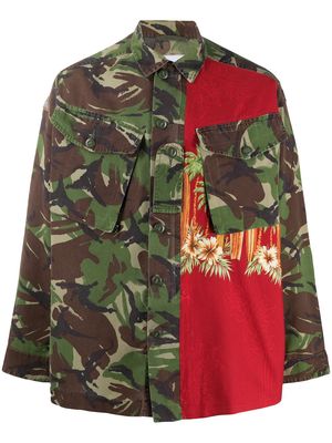 Myar panelled camouflage shirt jacket - Green