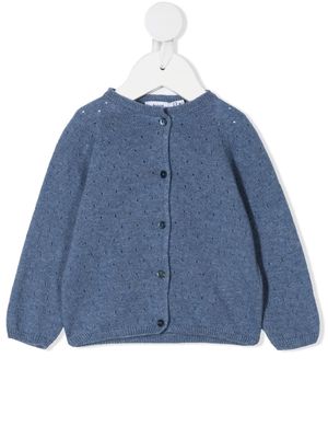 Knot perforated knit cardigan - Blue