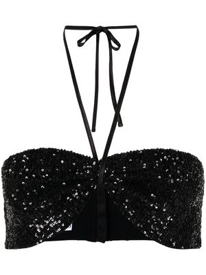 In The Mood For Love T Patty sequinned bustier cropped top - Black