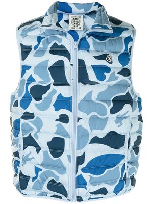 Billionaire Boys Club camouflage-print padded vest - Blue