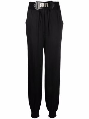 ROTATE satin-effect belted trousers - Black