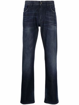 Fendi logo-embroidered straight-leg jeans - Blue