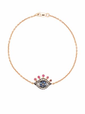 Monan 18kt rose gold Evil Eye diamond, sapphire and ruby bracelet - Pink