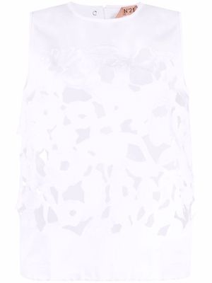 Nº21 floral cut-out sleeveless blouse - White