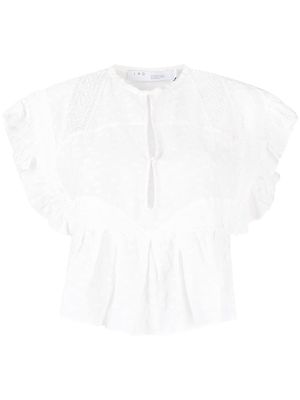 IRO cropped-ruffle silk-blend blouse - White