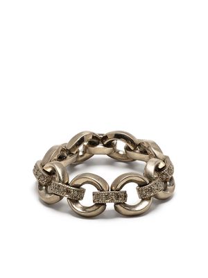 hum 18kt gold chain link diamond ring - Silver