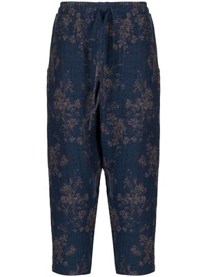YMC Alva floral-print wool trousers - Blue