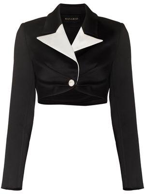 RASARIO bi-colour lapel cropped jacket - Black