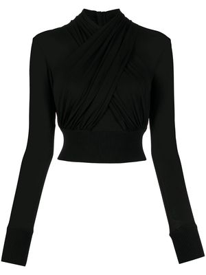 Herve L. Leroux long-sleeve ruched top - Black