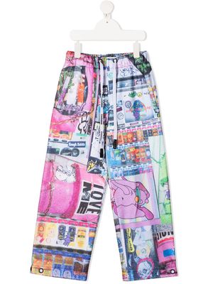 DUOltd graphic-print wide-leg trousers - Pink