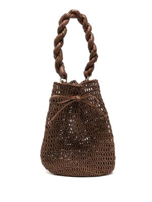 0711 Brigitte straw bucket bag - Brown