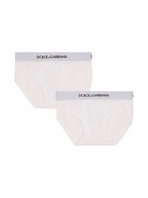 Dolce & Gabbana Kids pack of 2 logo-waistband boxer shorts - White