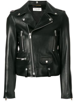 Saint Laurent zip-up leather biker jacket - Black