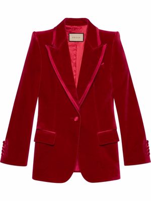 Gucci velvet single-breasted blazer - Red