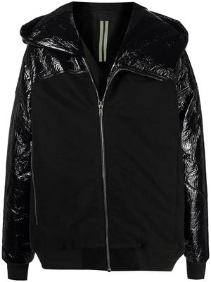 Rick Owens DRKSHDW crinkled glossy hooded jacket - Black