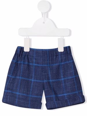 La Stupenderia grid-print chambray shorts - Blue