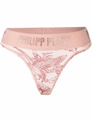 Philipp Plein logo-waistband sheer thong - Orange