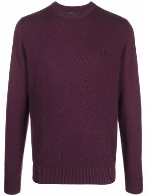 FRED PERRY logo-embroidered crewneck jumper - Purple