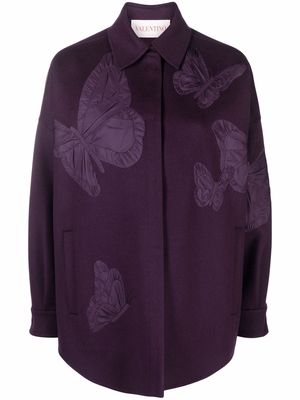 Valentino butterfly patch overcoat - Purple