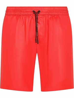 Dolce & Gabbana logo-band long swim shorts - Red