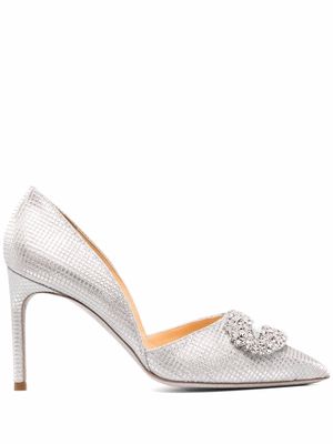 Giannico Daphne crystal 90mm pumps - Silver