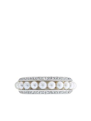 David Morris 18kt white gold diamond single Row ring - Silver