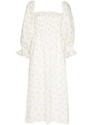 Sleeper Atlanta daisy-print midi dress - White