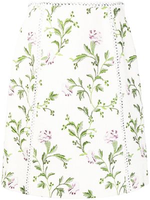 Giambattista Valli floral-print knitted skirt - White