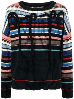 Ottolinger striped embroidered knitted jumper - Black