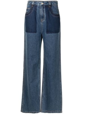 PortsPURE contrast pocket wide jeans - Blue