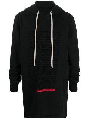 Rick Owens DRKSHDW text-print cotton hoodie - Black
