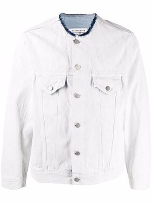 Maison Margiela raw-cut collar denim jacket - White