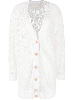 Ermanno Scervino floral-lace knitted cardigan - White