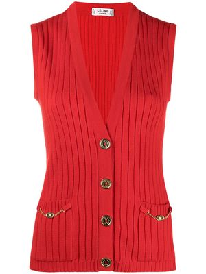 Céline Pre-Owned 1980s ribbed knit vest - Red