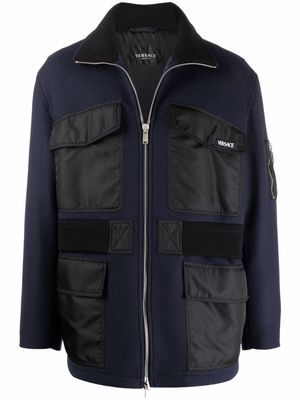 Versace flap-pocket zipped jacket - Blue