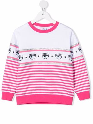 Chiara Ferragni Kids striped cotton sweatshirt - Pink