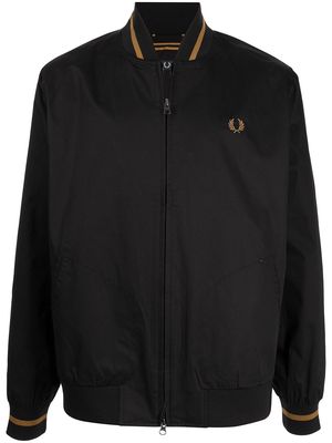 FRED PERRY logo embroidered bomber jacket - Black