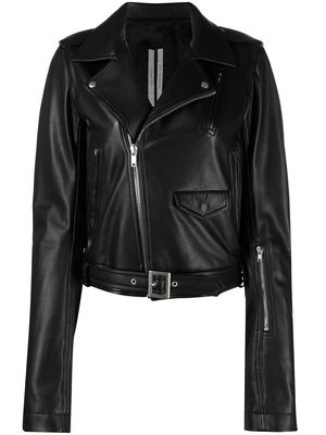 Rick Owens asymmetric leather jacket - Black