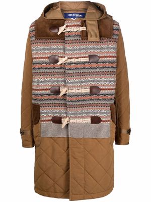 Junya Watanabe knitted panel duffle coat - Brown