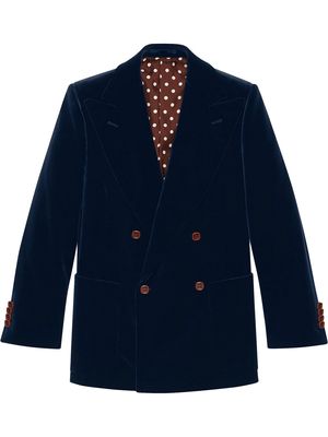 Gucci double-breasted velvet jacket - Blue