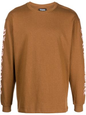 Pleasures logo sleeve T-shirt - Brown