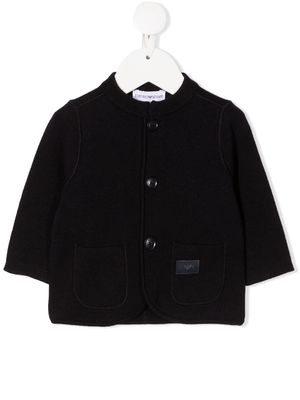 Emporio Armani Kids logo patch knitted cardigan - Blue