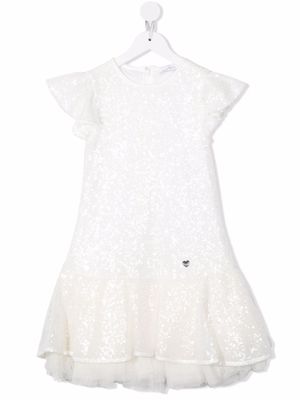 Monnalisa sequin-embellished tulle dress - White