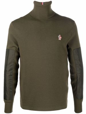 Moncler Grenoble panelled logo-patch knitted jumper - Green