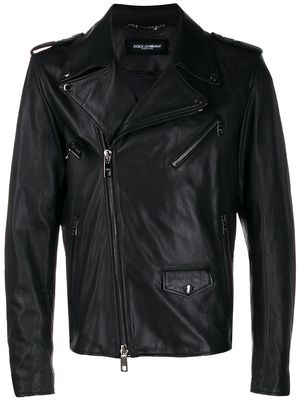 Dolce & Gabbana leather biker jacket - Black