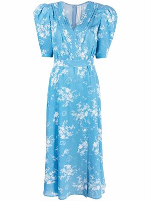 Ulyana Sergeenko floral-print midi dress - Blue