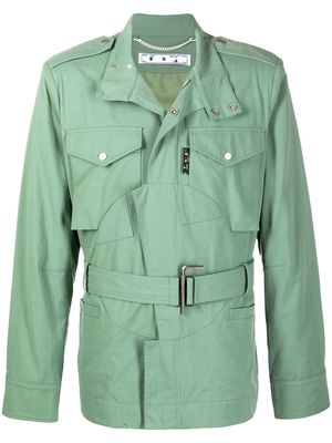 Off-White belted-waist military jacket - Green