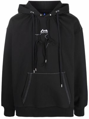 Ader Error drawstring logo-print hoodie - Black